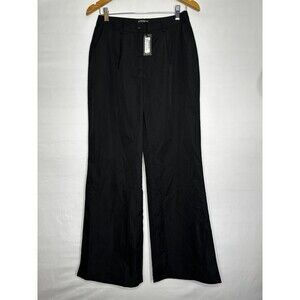 Pretty Little Thing Black Peach Skin Straight Leg Pants Women’s Size 6 NEW & Top